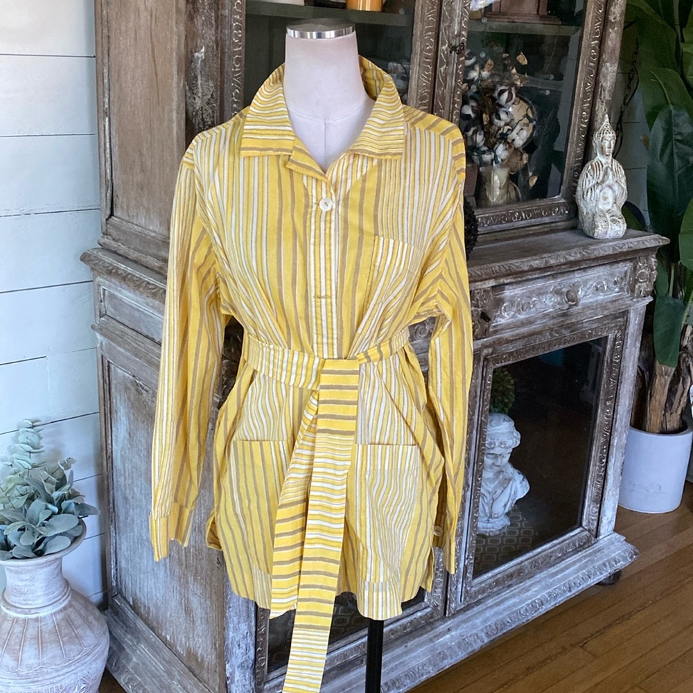 NYMANE ETHICALLY MADE BELTED BLOUSE LARGE NEW